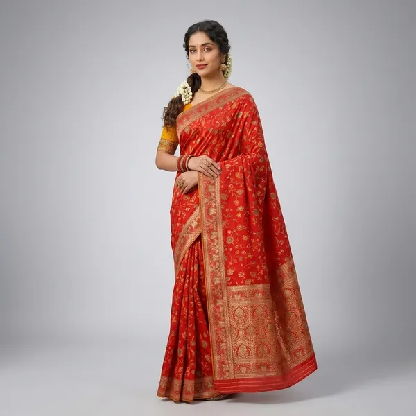 Orange_Fancy_Fabric_Banarasi_Zari_Border_Saree_For_Women