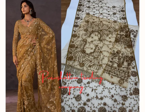 Gold_Net_Embroidered_Sequin_Work_Saree_For_Women