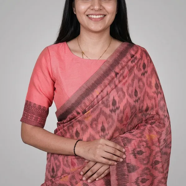 Pink_Cotton_Ikat_Print_Saree_For_Women