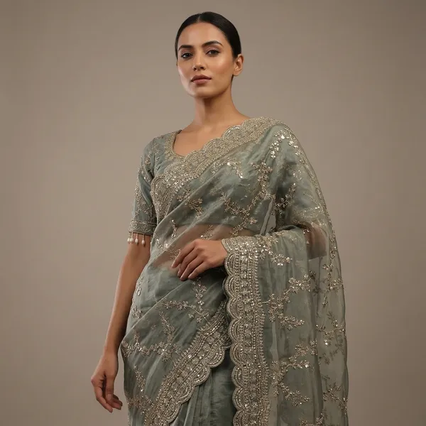 Light_Green_Organza_Silk_Embroidered_Sequin_Work_Saree_For_Women