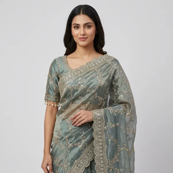 Light_Green_Organza_Silk_Embroidered_Sequin_Work_Saree_For_Women