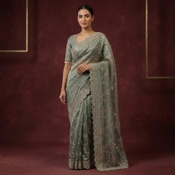 Light_Green_Organza_Silk_Embroidered_Sequin_Work_Saree_For_Women