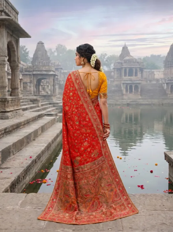 Orange_Fancy_Fabric_Banarasi_Zari_Border_Saree_For_Women