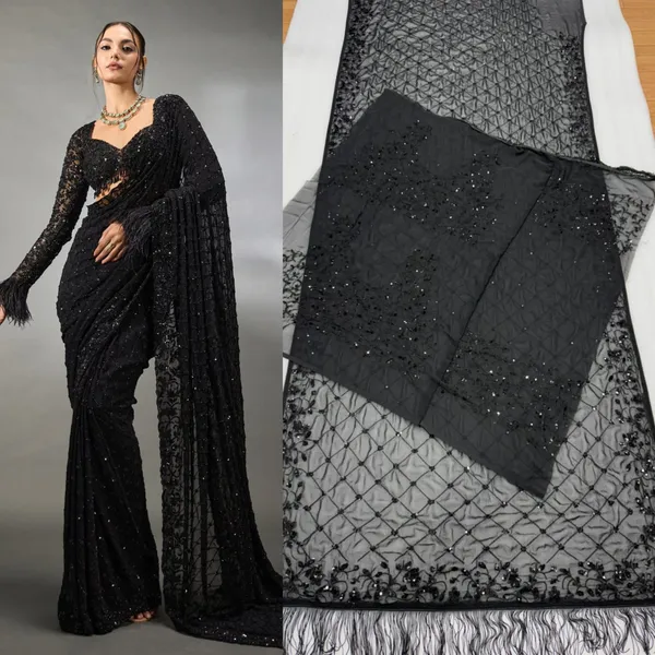 Black_Fox_Georget_Embellished_Saree_With_Blouse_For_Women