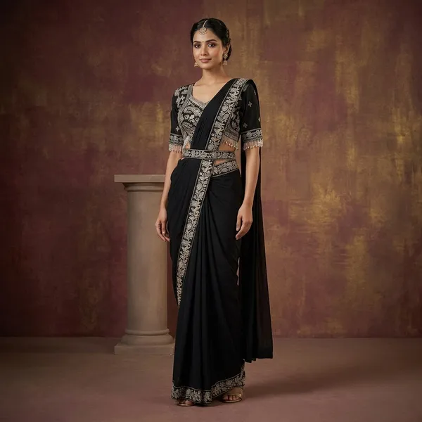 Black_Heavy_Crepe_Embroidered_Ready_To_Wear_Saree_For_Women