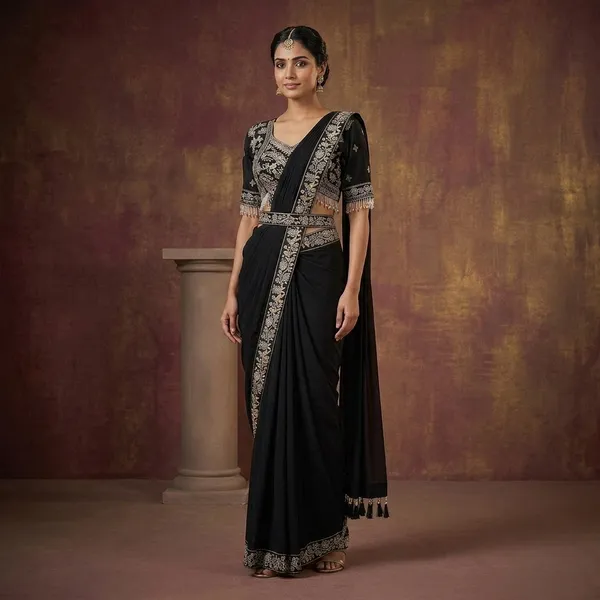 Black_Heavy_Crepe_Embroidered_Ready_To_Wear_Saree_For_Women