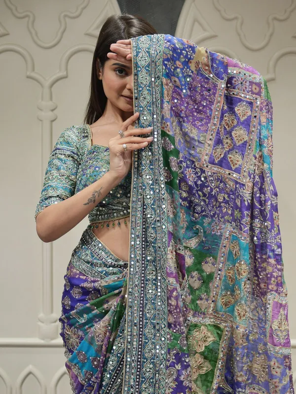 Purple_Soft_Chiffon_Multicolour_Embellished_Floral_Print_Saree_For_Women