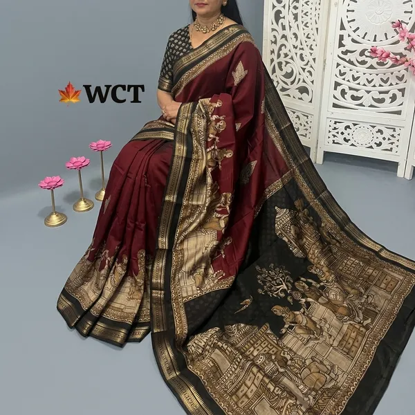 Maroon_Silk_Gold_Zari_Border_Woven_Saree_For_Women