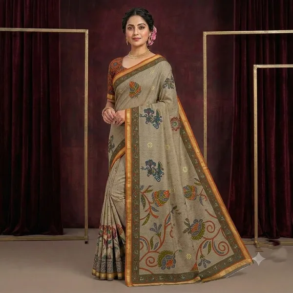 Beige_Cotton_Madhubani_Print_Saree_For_Women