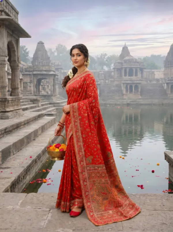 Orange_Fancy_Fabric_Banarasi_Zari_Border_Saree_For_Women
