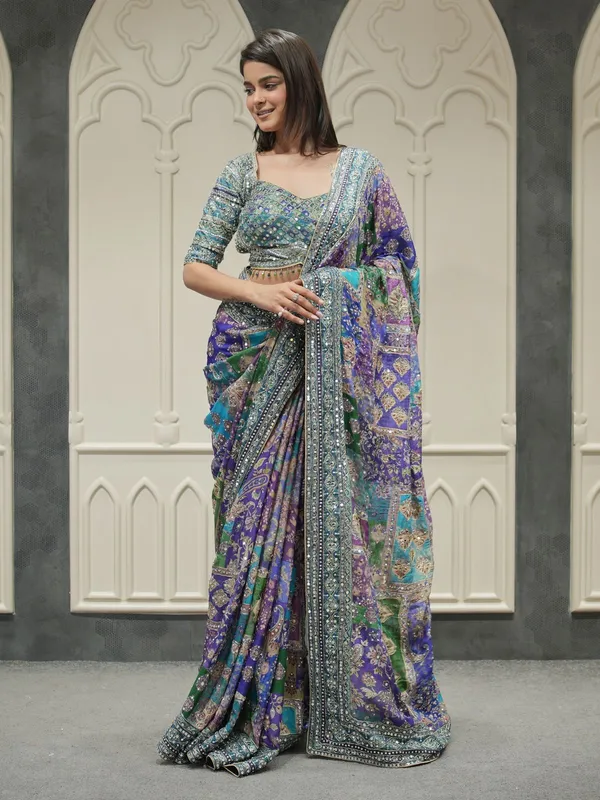 Purple_Soft_Chiffon_Multicolour_Embellished_Floral_Print_Saree_For_Women