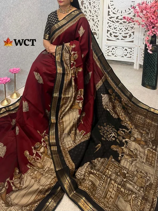 Maroon_Silk_Gold_Zari_Border_Woven_Saree_For_Women
