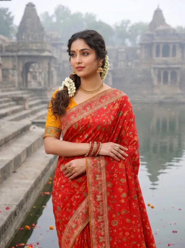 Orange_Fancy_Fabric_Banarasi_Zari_Border_Saree_For_Women