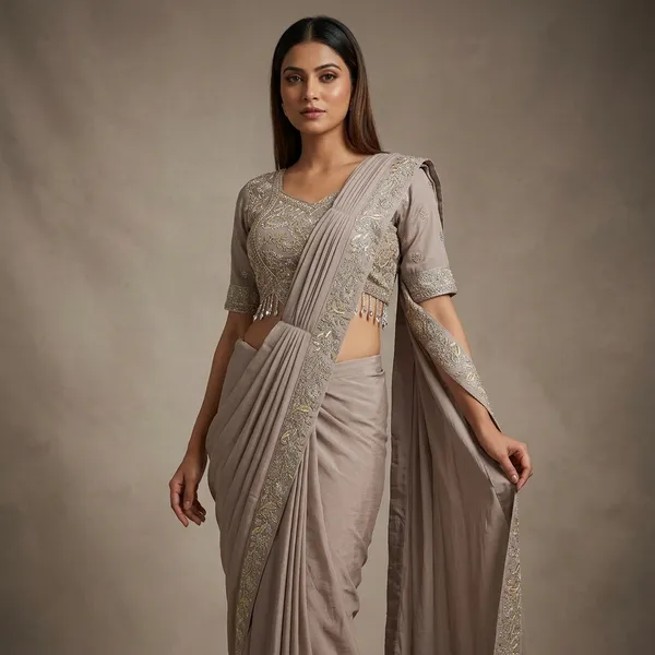 Grey_Heavy_Crepe_Embroidered_Golden_Border_Saree_For_Women