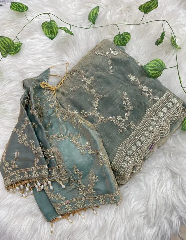 Light_Green_Organza_Silk_Embroidered_Sequin_Work_Saree_For_Women