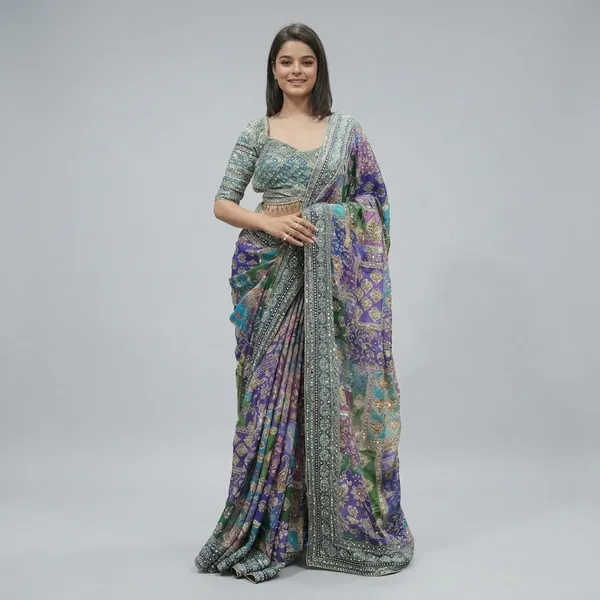 Purple_Soft_Chiffon_Multicolour_Embellished_Floral_Print_Saree_For_Women