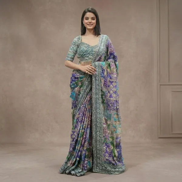 Purple_Soft_Chiffon_Multicolour_Embellished_Floral_Print_Saree_For_Women