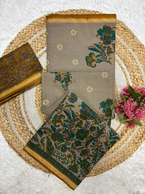Beige_Cotton_Floral_Print_Saree_For_Women