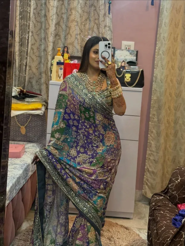 Purple_Soft_Chiffon_Multicolour_Embellished_Floral_Print_Saree_For_Women