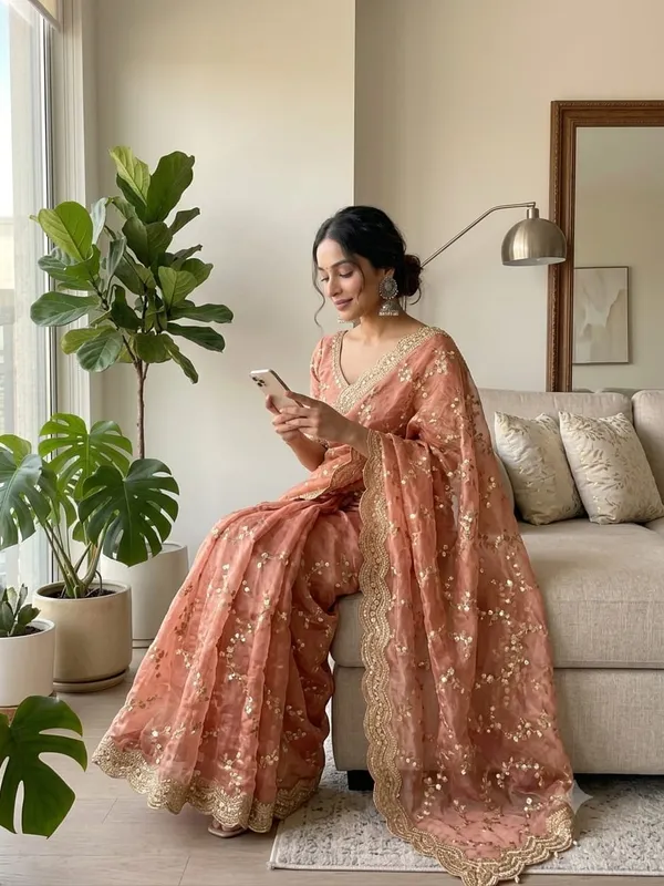 Pink_Organza_Silk_Net_Sequin_Embroidered_Saree_With_Blouse_For_Women