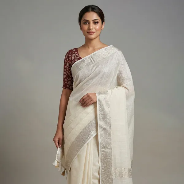 Ivory_Cotton_Silk_Kota_Jaco_Woven_Saree_With_Kalamkari