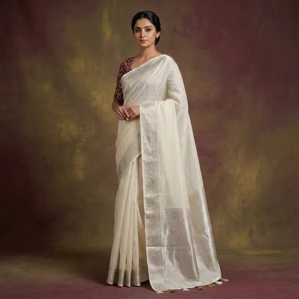 Ivory_Cotton_Silk_Kota_Jaco_Woven_Saree_With_Kalamkari