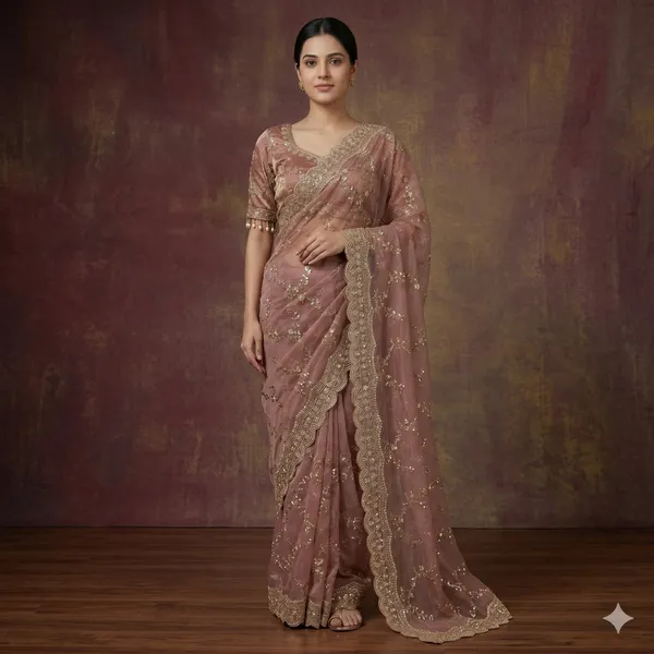 Pink_Organza_Silk_Net_Embellished_Pearl_Sequin_Saree_For_Women