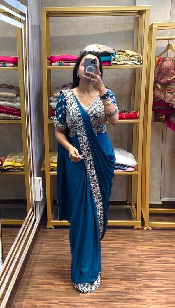 Blue_Heavy_Crepe_Embroidered_Border_Saree_For_Women