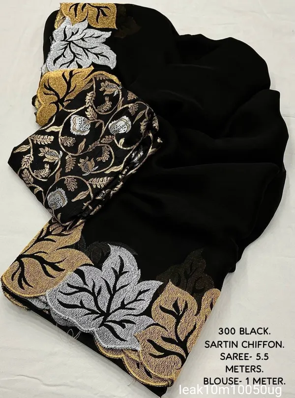 Black_Georgette_Floral_Embroidered_Saree_For_Women