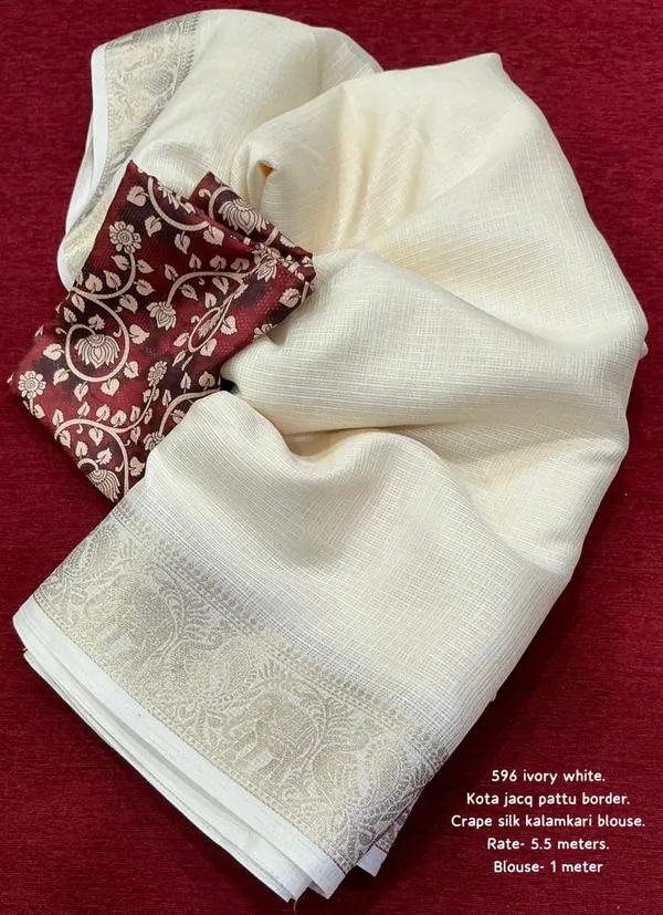 Ivory_Cotton_Silk_Kota_Jaco_Woven_Saree_With_Kalamkari