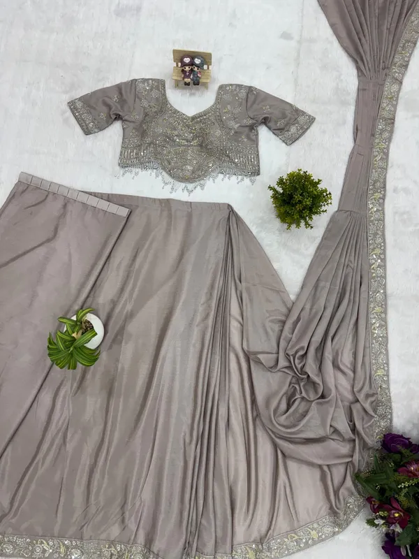 Grey_Heavy_Crepe_Embellished_Saree_Set_For_Women