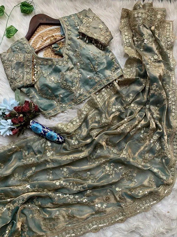 Aqua_Blue_Organza_Silk_Zari_Embroidered_Saree_With_Blouse_For_Women