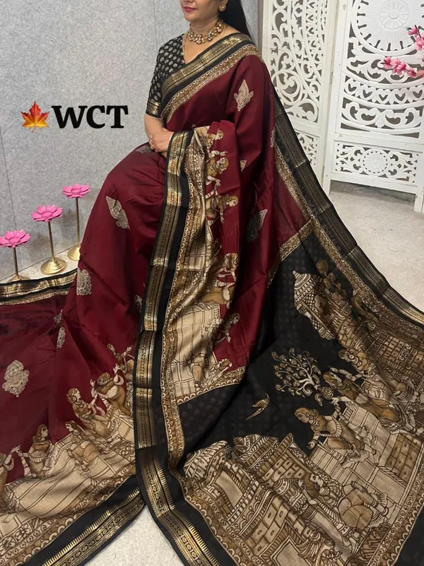 Maroon_Silk_Gold_Zari_Border_Woven_Saree_For_Women