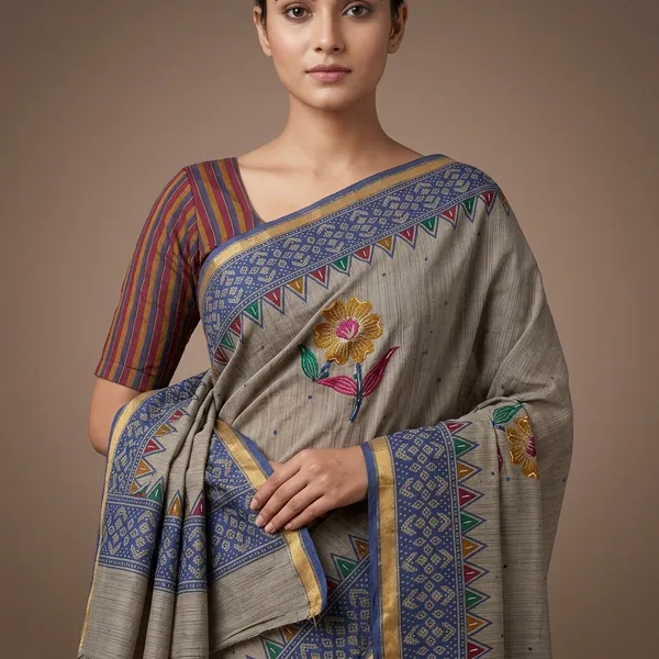 Grey_Cotton_Floral_Embroidered_Saree_For_Women