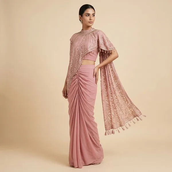 Pink_Heavy_Crepe_Embellished_Pre-Draped_Saree_For_Women