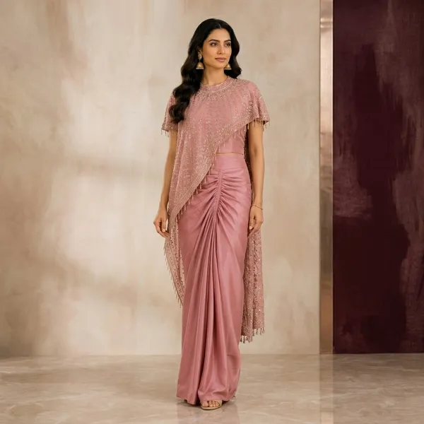 Pink_Heavy_Crepe_Embellished_Pre-Draped_Saree_For_Women