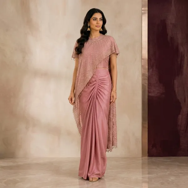 Pink_Heavy_Crepe_Embellished_Pre-Draped_Saree_For_Women