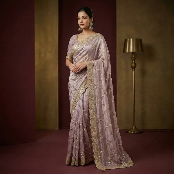 Lavender_Organza_Silk_Embroidered_Saree_Set_For_Women