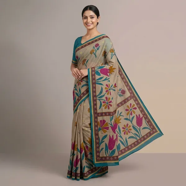 Beige_Cotton_Floral_Embroidered_Saree_For_Women
