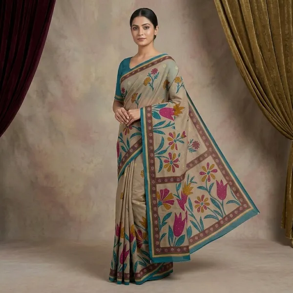 Beige_Cotton_Floral_Embroidered_Saree_For_Women