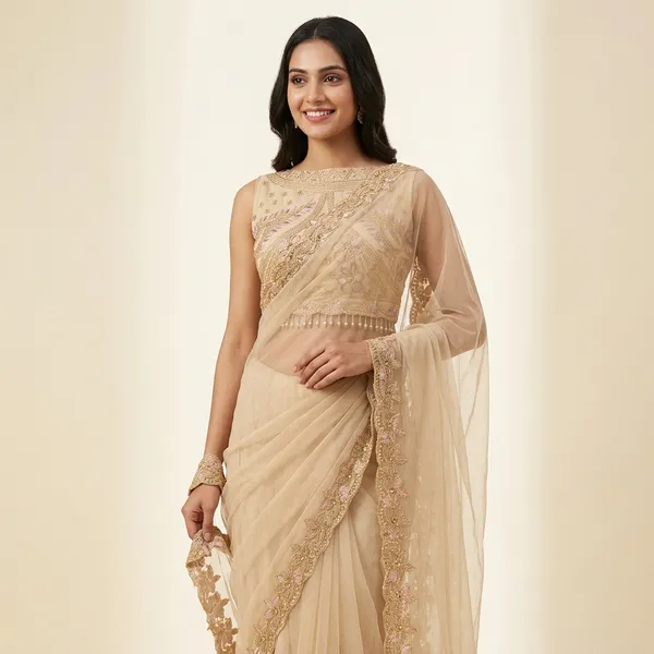 Beige_Heavy_Crepe_Golden_Embroidered_Saree_With_Blouse_For_Women