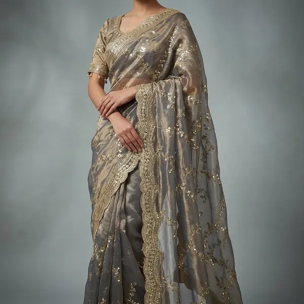 Grey_Organza_Silk_Sequin_Embellished_Saree_For_Women