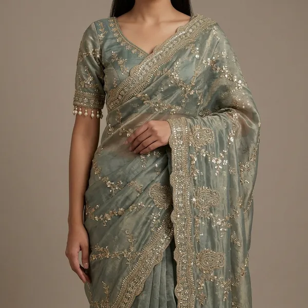 Aqua_Blue_Organza_Silk_Zari_Embroidered_Saree_With_Blouse_For_Women