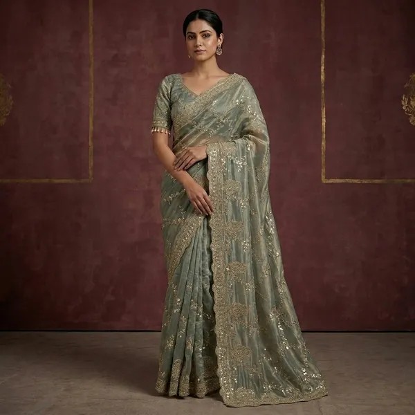 Aqua_Blue_Organza_Silk_Zari_Embroidered_Saree_With_Blouse_For_Women