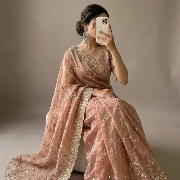 Pink_Organza_Silk_Embroidered_Saree_Set_For_Women