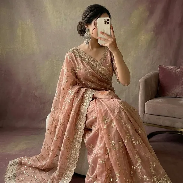 Pink_Organza_Silk_Embroidered_Saree_Set_For_Women