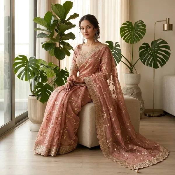 Pink_Organza_Silk_Embroidered_Saree_Set_For_Women