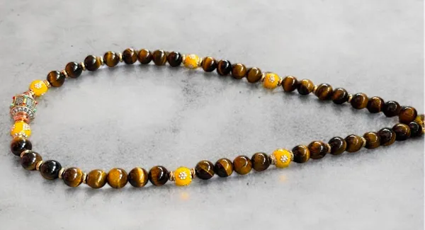 Tiger_Eye_Necklace_with_Floral_Accents_&_Tibetan_Centrepiece