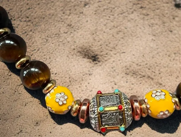 Tiger_Eye_Necklace_with_Floral_Accents_&_Tibetan_Centrepiece