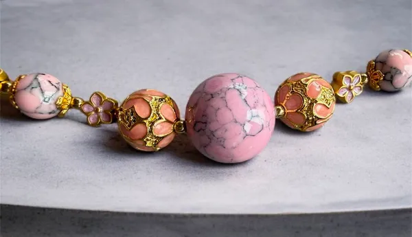 Pink_Agate_Round_Bead_Necklace